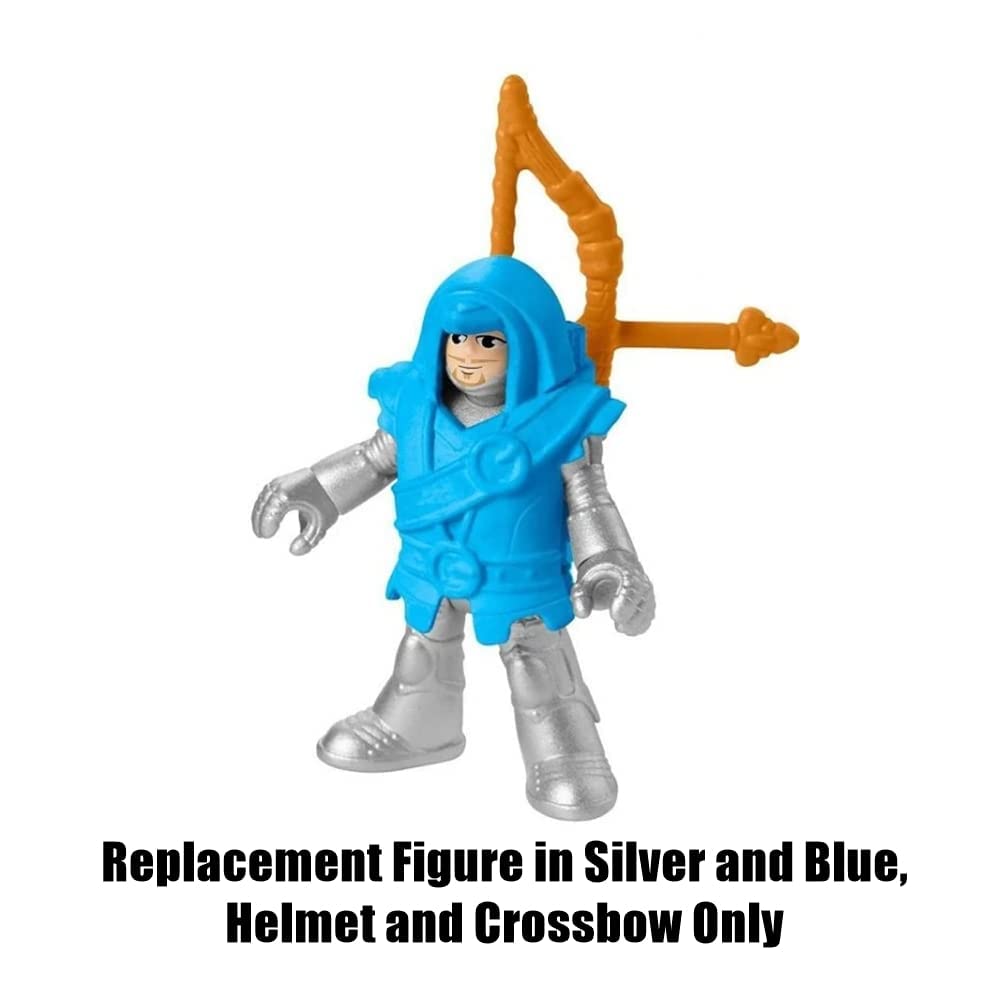 Imaginext Replacement Parts - Honorable Archer & Steed Figure In Silver/Blue With Helmet & Crossbow - View #5