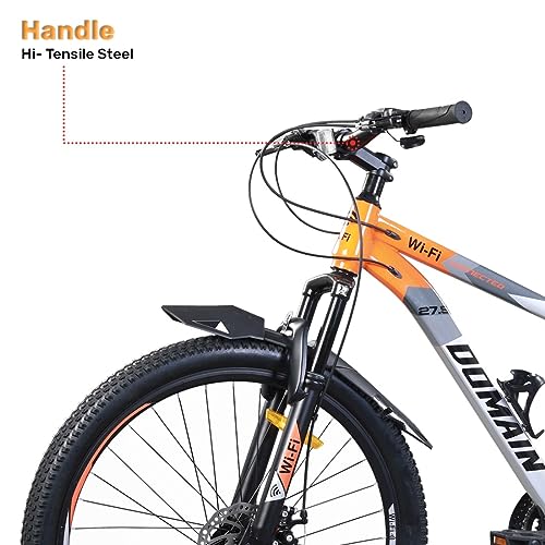 Image of Wifi Domain 27.5 Inches 21 Speed Fd /Tz 500 /Rd Tz 500 /Shifter Ef 500 Bicycle for Men Woman and Adults, with Dual Disc, 17 Inch Steel Frame, Hartex 2.40 Tyres, (Grey Orange)