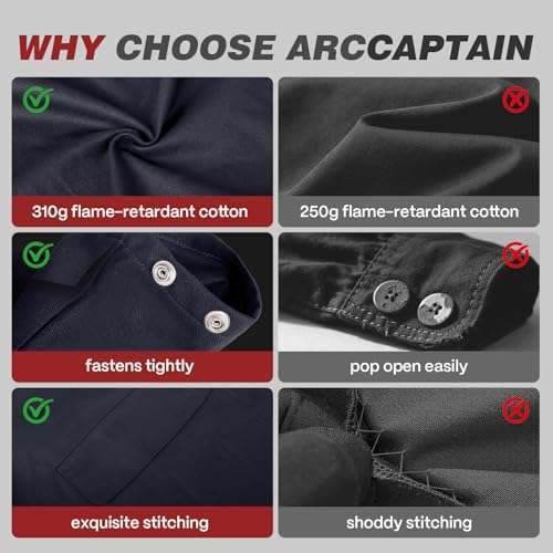 Image of ARCCAPTAIN Welding Jacket, 11oz Flame Resistant Cotton Welding Jackets