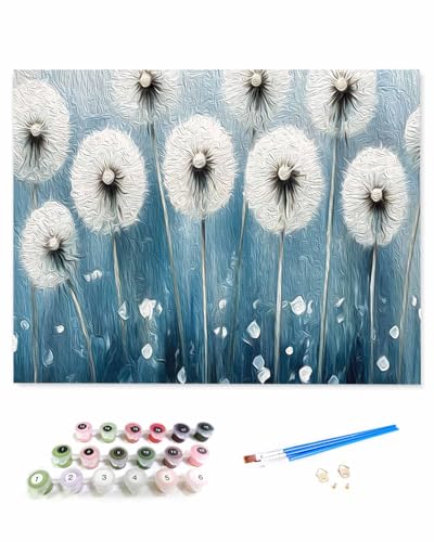 VamJump 数字油絵 手塗り タンポポ 油絵 レトロ調 イラスト DIY絵 初心者 時間をつぶす 壁飾り アートクラフト 絵画手芸キッ 絵の具をつける 塗りつぶし掛け 50x60cm