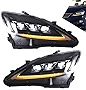 VLAND Headlight Assembly Fit for Lexus IS250 IS250C IS350 IS350C IS220d 2006-2012/ISF 2008-2014, Front Light with Sequential Turn Signal,w/Halo Projector DRL Daylight Headlights,Clear
