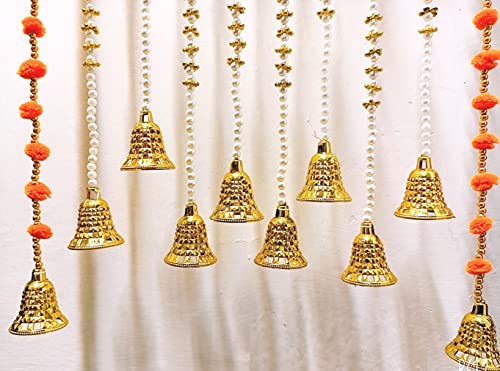 Image of Moti Latkan /Flower for Decoration Garlands for Decoration Toran /Bandhanwar Indian or Wedding & Festivals /Diwali 5 Feet /Set of 6 Mala of Plastic Beads(Off-White)