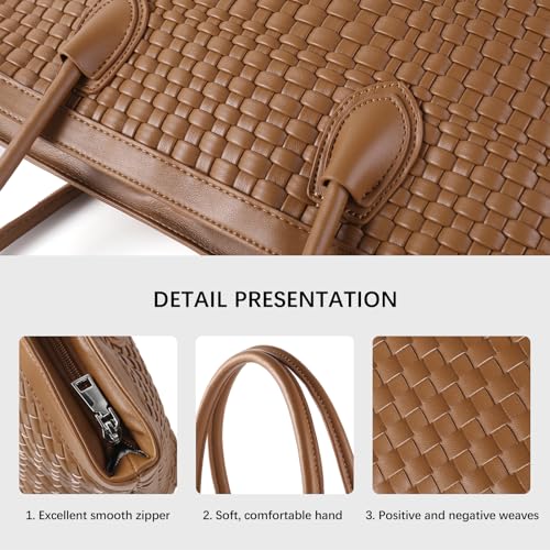 Bolso tote tejido para mujer de cuero vegano miniatura 5