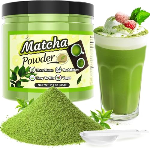Green Food Coloring For Matcha Green Tea Powder - 7.1 Oz Pure Natural Green Tea Powder, Unsweetened For Matcha Lattes, Coffee, Smoothie Making, Milk, Baking, Drinking - 200G