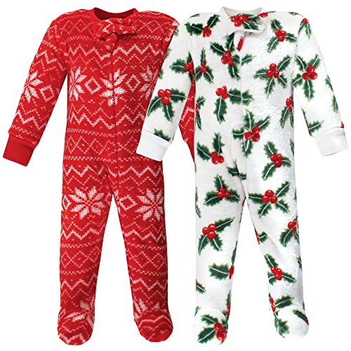 Image of Hudson Baby baby-girls Plush Sleep and PlayHudson Baby Unisex Baby Plush Sleep and Play, Navy Snowflake, 0-3 Months