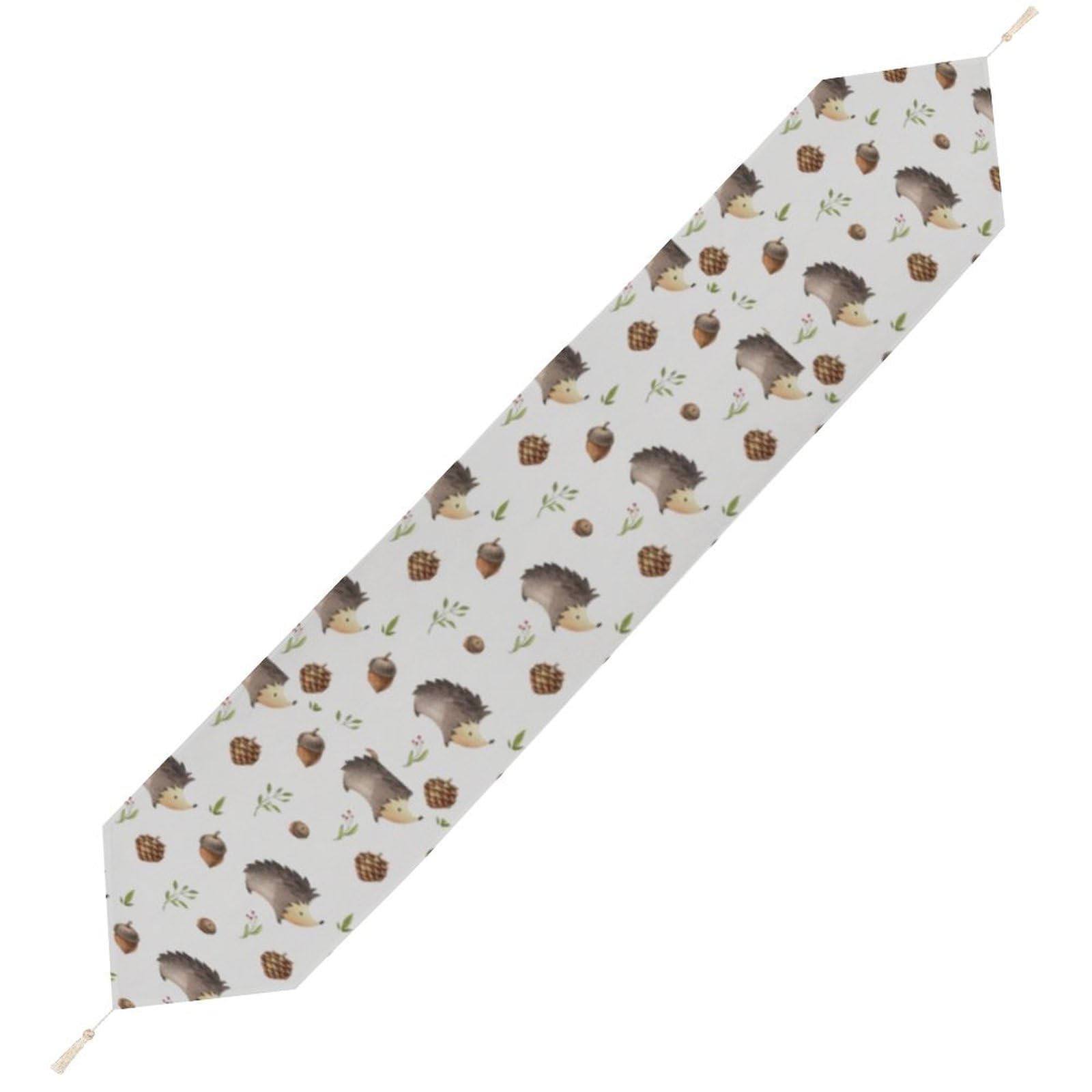 JZemdybill 200*33cm Table Runner with Tassel, Hedgehog Table Runner, Table Decoration for Kitchen, Party, Restaurant