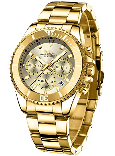 Montre chronographe étanche en acier inoxydable avec date analogique à quartz, tendance,...