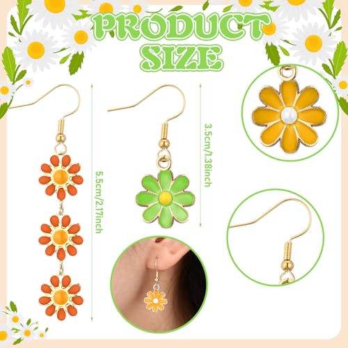 Misdary 12 Pairs Daisy Flower Earrings for Women Cute Dangle Summer Drop Earrings Jewelry Gifts2