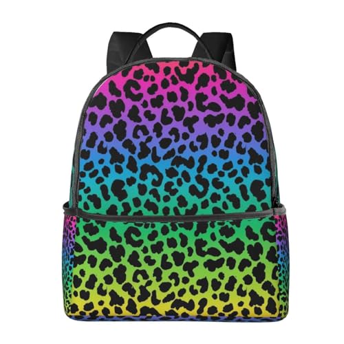 Casual Rucksack Big Capacity, Padded Straps Anti Theft Colorful Leopard Cheetah Print Art Bookbag for Travel Camping