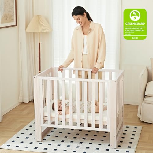 image for MAMAZING EvoNest Baby Crib, 6 in 1 Convertible Mini Crib with Wheels, 
