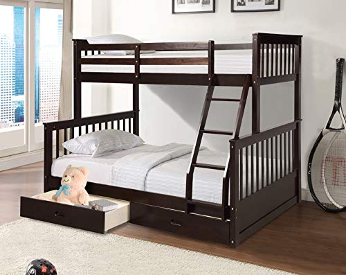Twin Over Full Bunk Bed, Merax Solid Hardwood Convertible Twin Full Size Bed