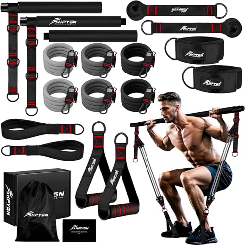 HPYGN Pilates Bar Kit with Resistance Bands Heavy Multifunctional 270lbs Pilates Equipment for Strength Training Abs Back Arms Portable Home Gym & Travel Fitness Gear Exercise Bands for Men