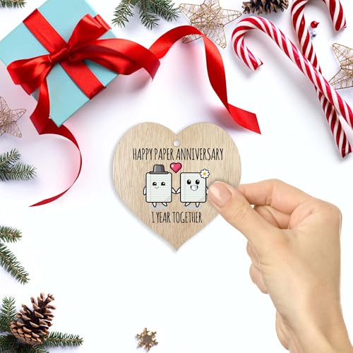 1st Wedding Anniversary Wooden Heart Plaque for Wife or Husband - Image 3