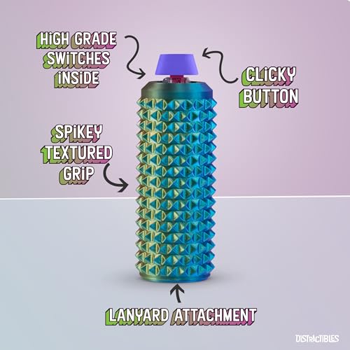 Image of Sensory Roller Fidget with Clicker, Tactile Spikes for Anxiety, Stress Relief, Pain Stim, Autism & Over Stimulation with Lanyard (NEON Harmony)