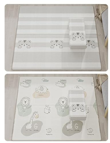 ベビープレイマット ロールタイプ ロールマット リバーシブル 180x200x2cm ベビーマット XPE材質 縁取り 軽量 厚手 折り畳み式 滑り止め 防水防汚 防寒防音 動物 可愛い 赤ちゃん 幼児用プレイマット 遊びマット 敷物 知育 クッションマッ