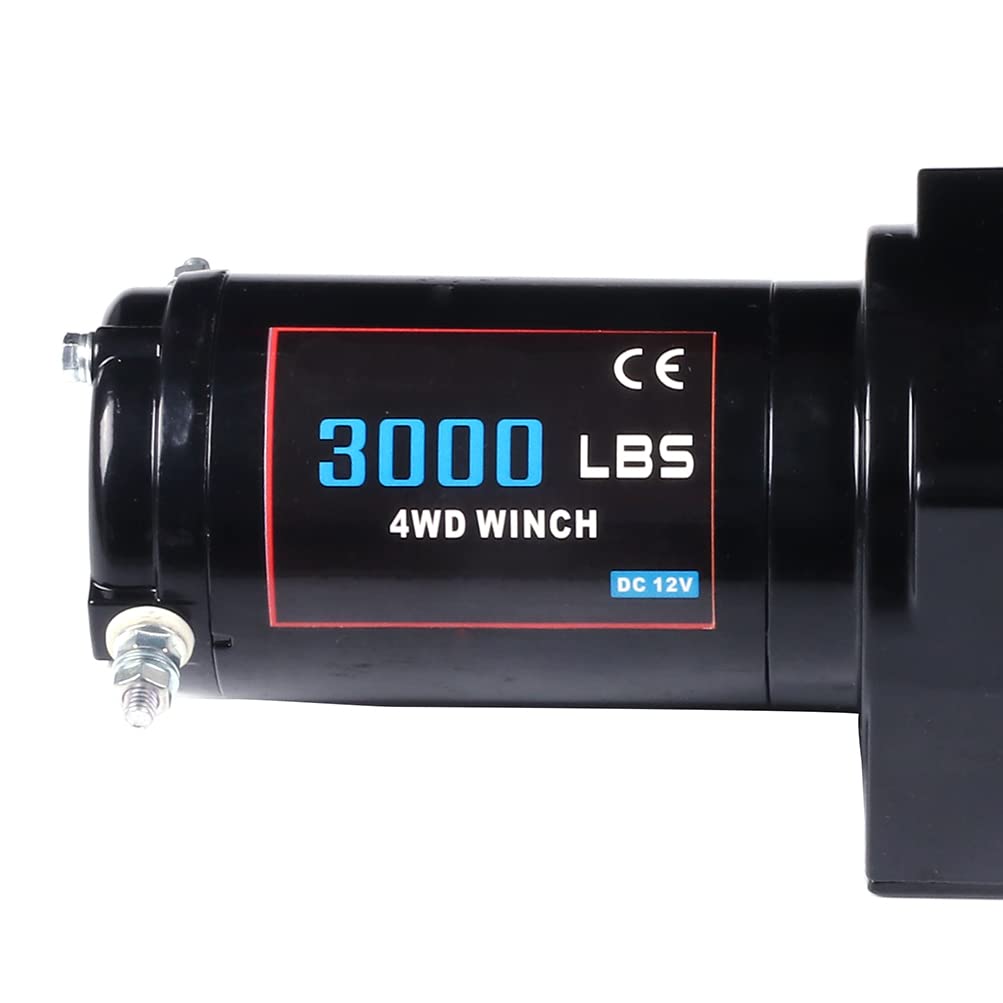 Verricello elettrico da 12 V, 1360 kg, per rimorchio, barca, camion, SUV, ATV, corda in acciaio, con kit di telecomando senza fili