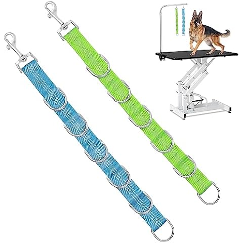ASOCEA 2 Pack Dog Grooming Extension Strap Adjustable Dog Grooming Loops Extender Grooming Loop Table Dog Extension Loop Leash with 6 D-Rings for Dogs Cats Washing Nail Clippers Trimmer Hair Cutting Cover