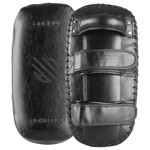Sanabul Upgraded Battle Forged Kickboxing Muay Thai Pads 2pcs Muay Thai Striking Coaching Gear Martial Arts Training Kick Pads 1 Pair - Black Cover