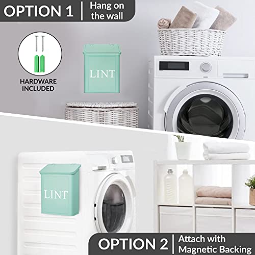 Calindiana-Modern-Farmhouse-Metal-Lint-Bin-for-Laundry-Room-Mint-10L