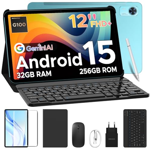 DOOGEE Tab E3+ Tablette Android 15, Tablette avec Clavier,FHD+ 90HZ,8800mAh, Tablette 12 Pouces,32Go + 256Go,Helio G100 Octa-Core,Stylo/Slot Carte SIM/7,5 mm/Souris/Boîtier/Quatre Haut-Parleurs,Bleu