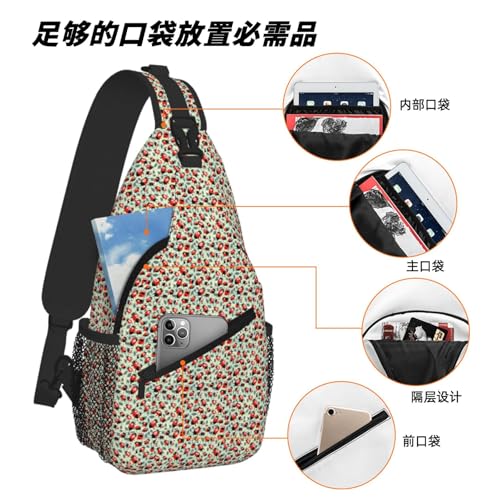 Mochila diagonal ligera de mariquitas con correa cruzada ajustable 6