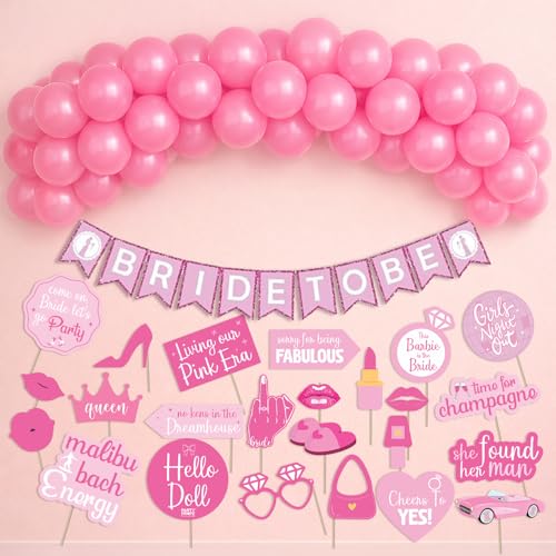 Image of Party Propz Bride To Be Banner Decorations Set - 88 Pcs Bridal Shower Decoartion Kit with Balloons, Banner & Photobooth Props, Bride To Be Props (Cardstock, Latex)