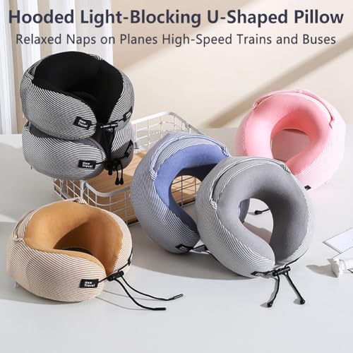 Almohada de viaje con espuma viscoelástica y capucha miniatura 2