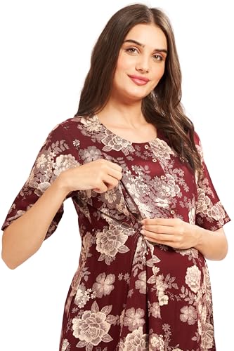 Image of AV2 Women Rayon Printed Maternity Top & Pyjama Set -4050