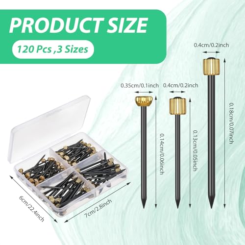Image of 120Pcs Wall Nails for Hanging Pictures, 3 Sizes Decorative Picture Hanging Nails Kit Photo Frame Hangers, Black Steel Pins & Brass Head Pictures Hanging Hardware for Drywall Painting Home Decor