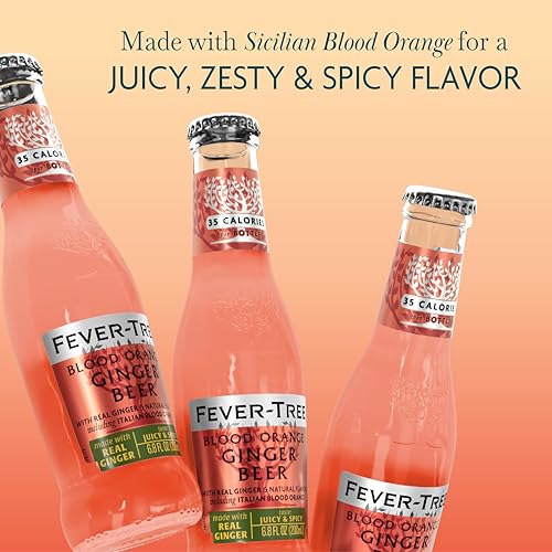 Image of Fever-Tree Blood Orange Ginger Beer - Premium Mixer for Cocktails and Mocktails, 6.8 fl oz Bottles, Pack of 24 - Naturally Sourced, Non-GMO