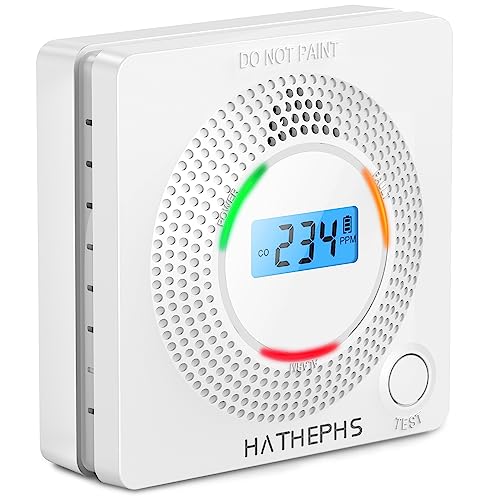 Carbon Monoxide Detector, HATHEPHS 10-Year Life Carbon Monoxide Alarm with Digital LCD Display, Replaceable Battery CO Detector Alarm with 3 LED Lights for Home, Office and Hotel Carbon Monoxide Detector, HATHEPHS 10-Year Life Carbon Monoxide Alarm with Digital LCD Display, Replaceable Battery CO Detector Alarm with 3 LED Lights for Home, Office and Hotel
