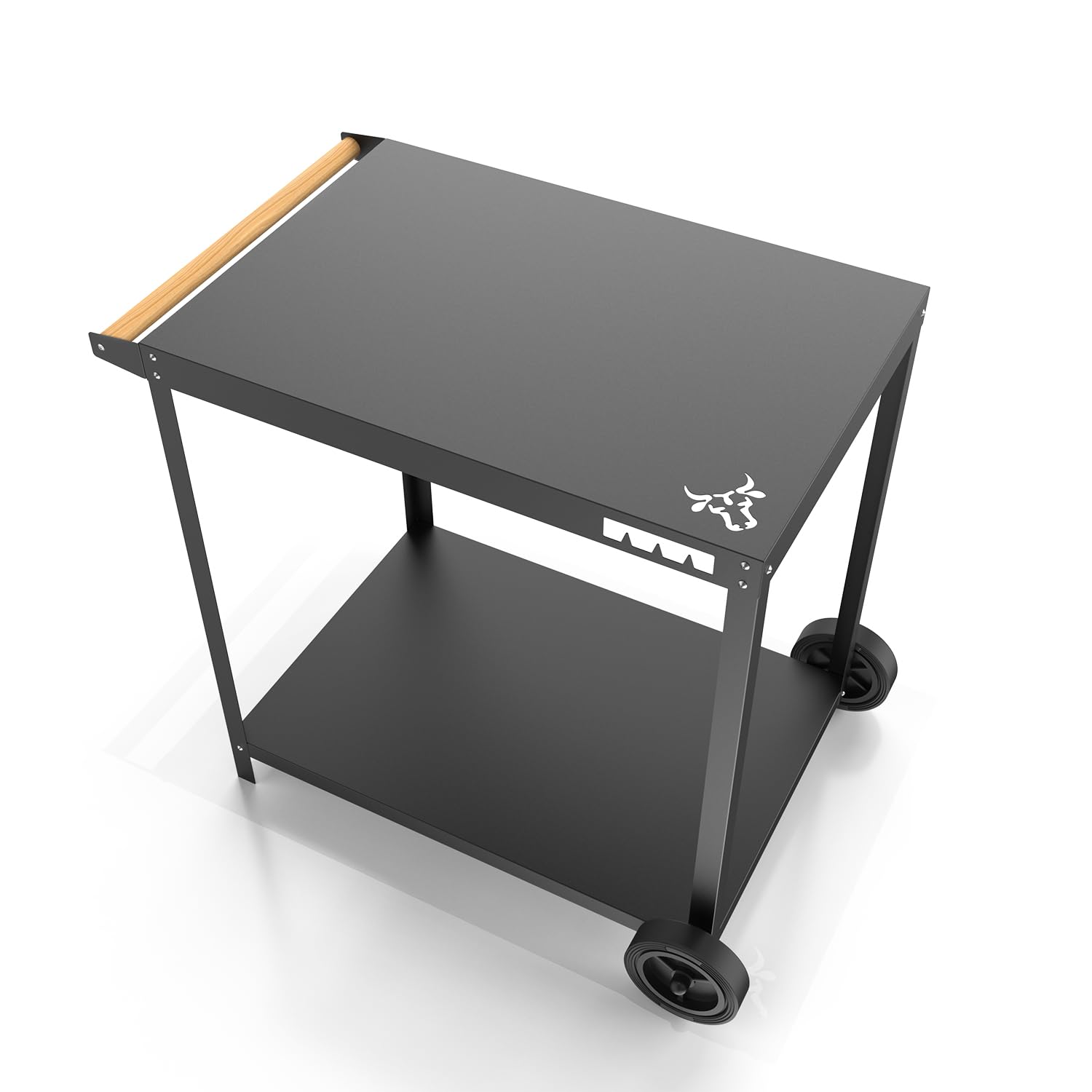 tuning-art GWB Grillwagen | Grilltisch | Beistelltisch | Outdoor | BBQ Servierwagen | 50 x 72 cm, Farbe:Bulle Schwarz