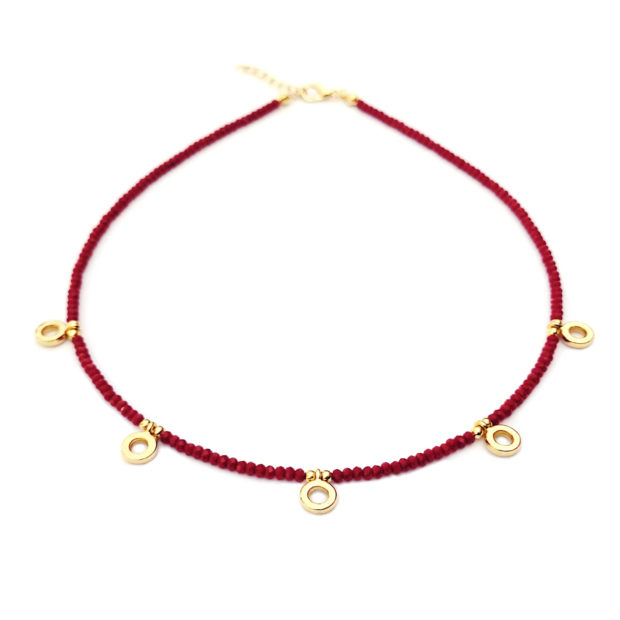 AlwanCrystal Necklace for Women with 5 Gold Plated Circles - EE3857N