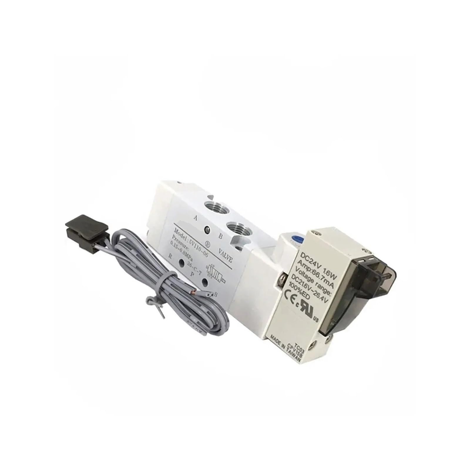 PXQCHAVLN 5V110-06 5V120-06 220v Two-Position Five-Way reversing 24v Coil Cylinder(5V110-06 AC220V)