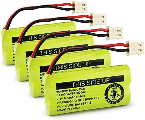 VANBOW BT183342/BT283342 2.4V 800mAh Ni-MH Battery Pack, Compatible with AT&T VTech Cordless Phone Batteries BT166342/BT266342 BT162342/BT262342 CS6709 CS6609 CS6509 CS6409 EL52100 EL50003 (Pack 4)