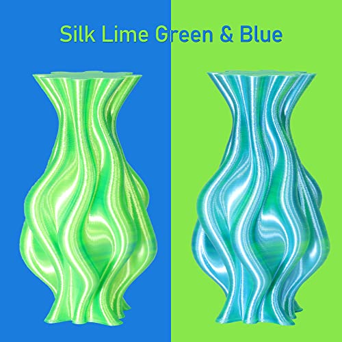 Image of MIKA3D 1KG Dual Color Co-Extrusion 3D Silk PLA Filament, Shiny Sapphire Blue Lime Green 2 Colors in 1 3D Material, 1.75mm Bicolor Dichromatic 2 Colors 3D Printing PLA, Widely Fit for 3D Printer