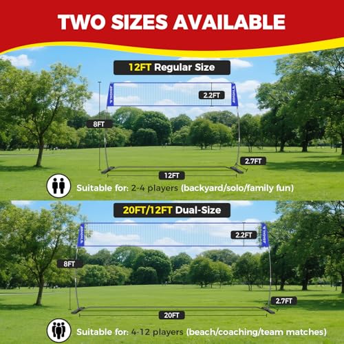 image for BAGAIL Volleyball Net, 12ft/20ft Portable Volleyball Net for Backyard 