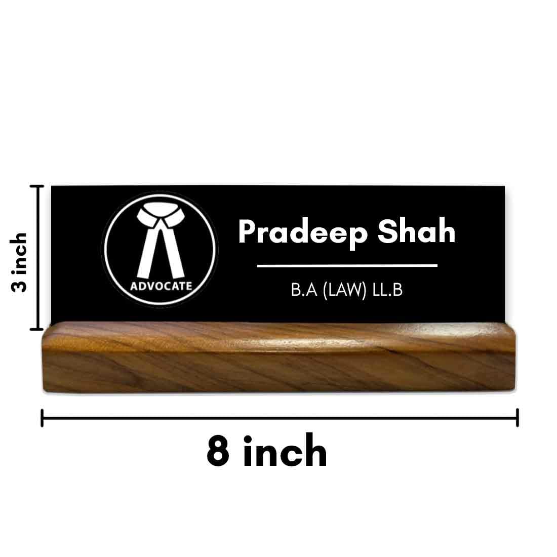 Nutcase Customized Engraved Desk Name Plate For Office with Classic Wooden Stand Ideal For Lawyers, Advocates and Legal Professionals 2