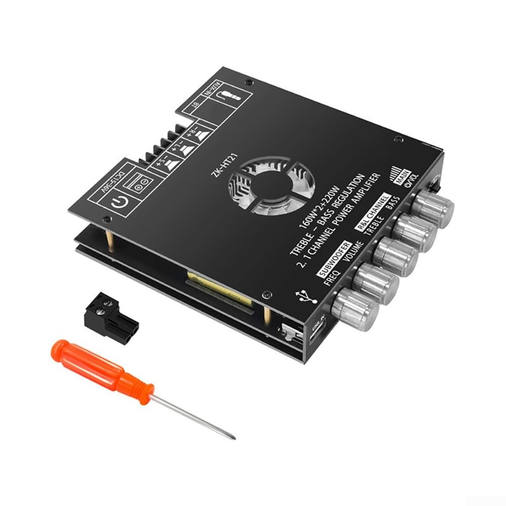 ZK-HT21 2.1 Canal 5.0 Digital Power Audio Board 2x160W+220W TDA7498E Módulo de altavoz estéreo con control de volumen para DIY Home Audio System Negro