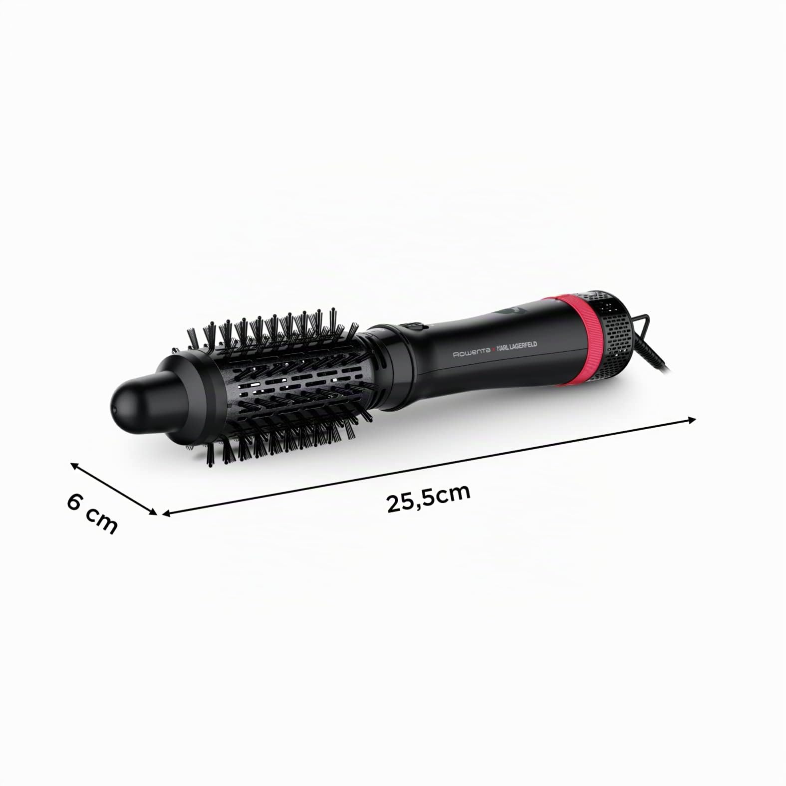 Rowenta x Karl Lagerfeld CF635L Express Style spazzola ad aria calda | 5 in 1 | rivestimento cheratina & Glow | costante 60°C | tutti i tipi di capelli | accessori completi | nero/rosso
