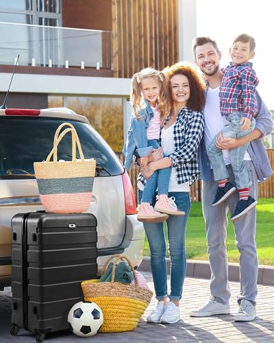 Image of Suitour Luggage Sets 3 piece, Hardside Lightweight Suitcase sets with Spinner Wheels,TSA Lock,20 /24 /28 inches Travel Luggage Black