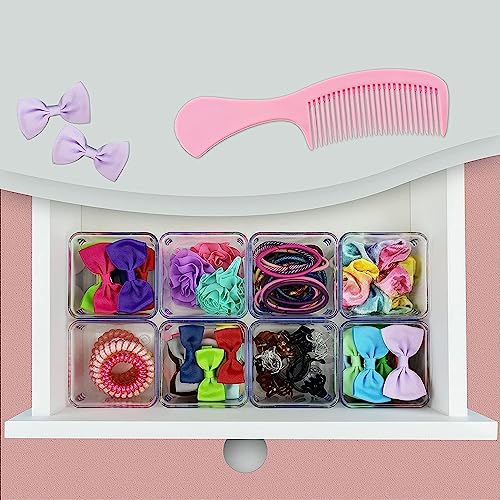 Image of Clear Plastic Drawer Organizers Set, Versatile Bathroom and Vanity Drawer Organizer Trays, Storage Bins for Makeup, Bedroom, Kitchen Gadgets Utensils and Office (4 PC SMALL TRAY)