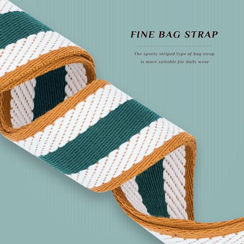 Image of chushui Woven Stripe Purse Straps,Replacement Crossbody Wide Shoulder Adjustable Strap for Bag Handbags,Green and White and Yellow