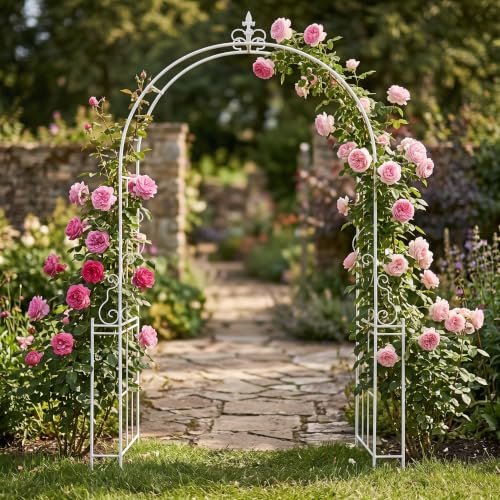 Arco de jardín resistente de forja negra con estructura estable 6