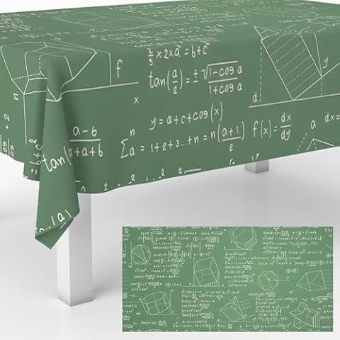 GZBJMYGS Mathematical Equation Tablecloths Geometry Table Covers Decorations for Go to School Mathematics Theme Party Birthday Party Dinner Banquet Supplies Favor Cover