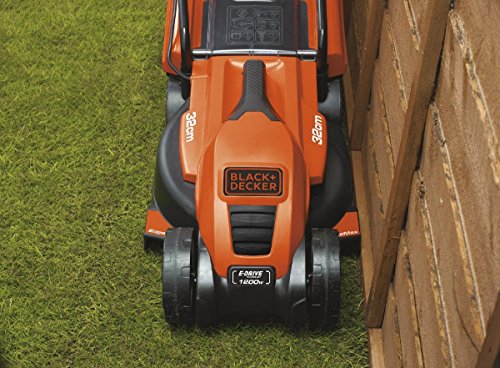 Image of Black + Decker EMAX32S-GB Electric Lawn Mower (1200-Watt, 32cm, Orange, Plastic)