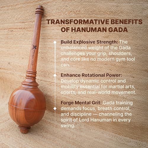 Image of Premium Hanuman Gada for Strength Training & Mobility | Handcrafted African Mahogany Mace | As Seen on Shark Tank India! | Ancient Indian Fitness Tool (4-5 kg)