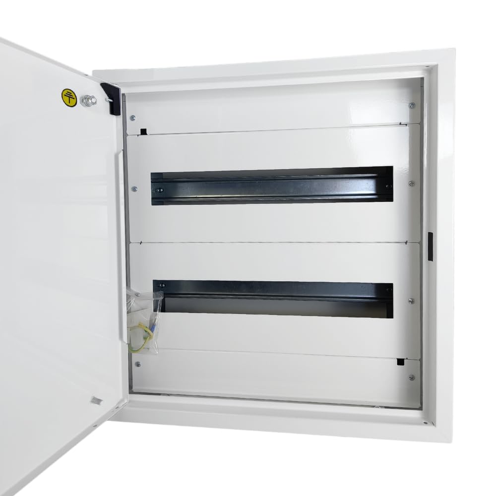 Doktorvolt Boîte de distribution en saillie - Boîte à fusibles - Boîtier de distribution en métal - 36 modules - 2 rangées - Avec porte - Blanc - IP30 IK07 - Pour installation dans la maison