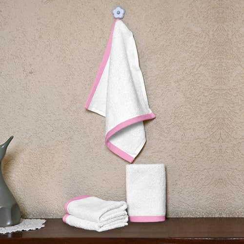 Image of Divine Casa 500 GSM Cotton Face Towel Set of 4 | 30 x 30 CM White Ultra Soft Luxury Cotton Face Towels | Quick Dry Washcloth Set