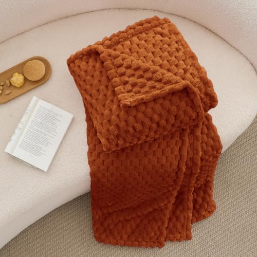 Image of BEDELITE Burnt Orange Throw Blanket for Couch, Cozy Gift for Women, 50 * 60